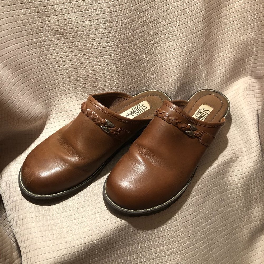 Studio Du Monde leather mules, wooden heel, 9